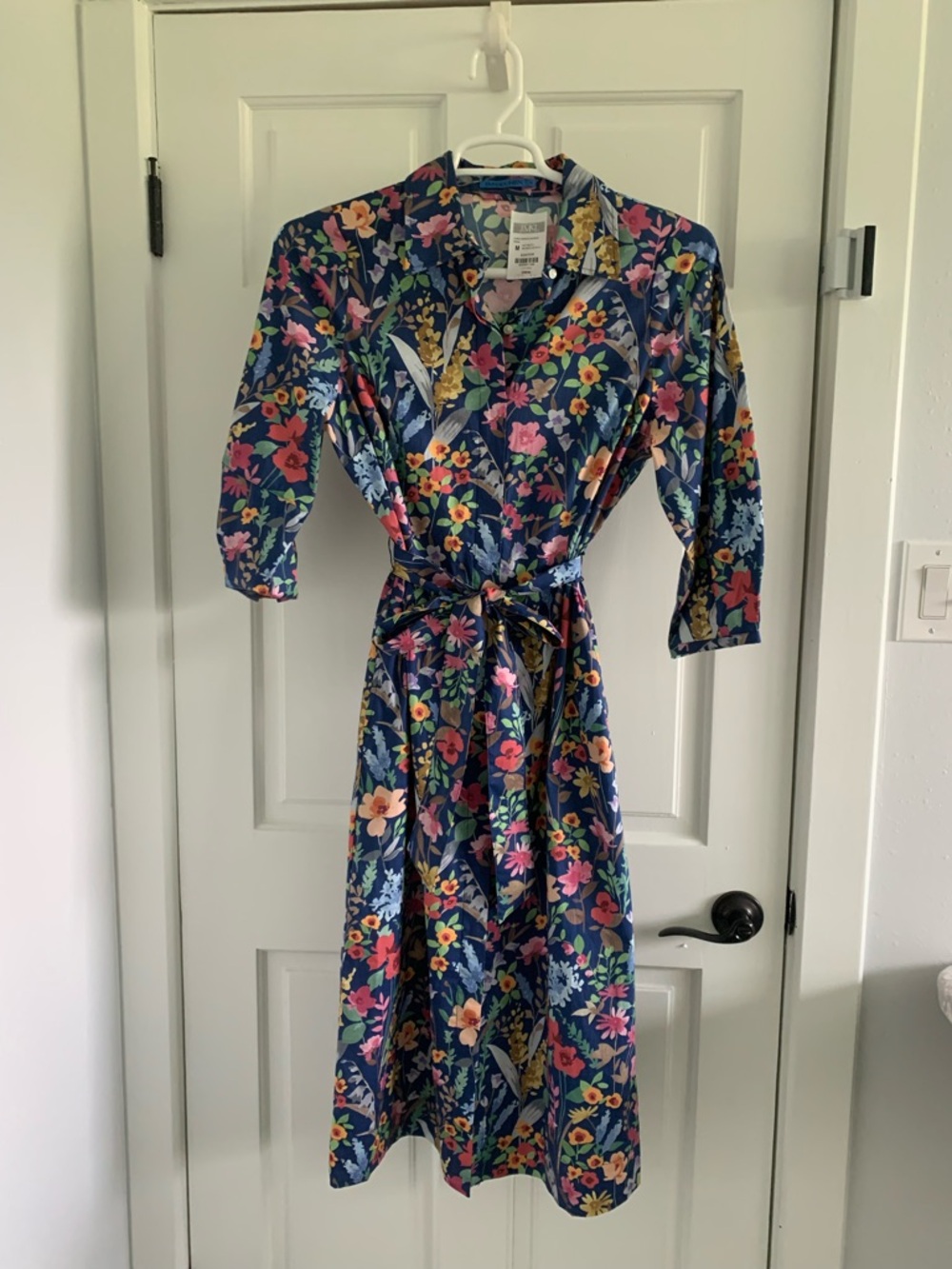 J. McLaughlin Navy Floral Wrap Midi Dress